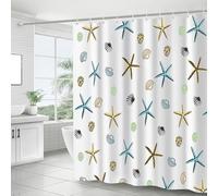 NICOLA Bathroom Shower Curtain, 180x200 cm Waterproof Shower Curtain, Extra Long Drop Black White with 12 Hooks