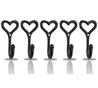 NiCola Black Hooks, Cast Iron Coat Hook, Handmade Decorative Wall Hooks for Hanging Coats Bags Towels Hats, Screws Included for Set of 5