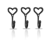 NiCola Black Hooks, Cast Iron Coat Hook, Handmade Decorative Wall Hooks for Hanging Coats Bags Towels Hats, Screws Included for Set of 3