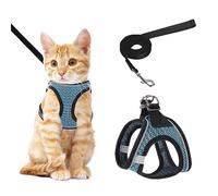NiCoLa Cat Harness and Lead for Walking, Escape Proof kitten harness and lead set with Reflective Strip, Adjustable Kitten Vest Harness for Small Adult Cat Walking (Blue, XS)