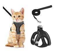 NiCoLa Cat Harness and Lead for Walking, Escape Proof kitten harness and lead set with Reflective Strip, Adjustable Kitten Vest Harness for Small Adult Cat Walking (Black, S)