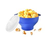 Nicola Collapsible Microwave Popcorn Maker with Lid, Microwave Popcorn Poppers for Family Movie Nights, Food-Grade Silicone Popcorn Maker Bowl (Blue)