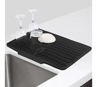 Nicola Dish Drying Mat, 40 x 33CM Large Silicone Draining Mat for Sink, Draining Board Mats, Drying Rack Mat for Kitchen Worktops (Black, 40x30cm)