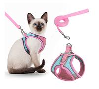 Nicola Escape-Proof Cat Harness, with Reflective Strip Anti-Cat Harness and Lead Set, Adjustable Soft Cat Harness for Medium Small Cats (Pink Green M)