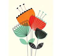 Nicola Evans "Scandi Flowers I" Canvas Print, Cotton, Multi-Colour, 3.20 x 40.00 x 50.00 cm