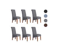 NiCoLa Grey High Back Dining Chair Covers Set of 6, Slip Over Stretch Kitchen Chair Covers for Dining Chairs
