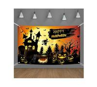 NiCoLa Halloween Backdrop Banner, Cute Pumpkin Happy Halloween Banner, 180 × 110 cm Large Party Background Decoration for Indoor Outdoor Holiday Party Decor Supplies