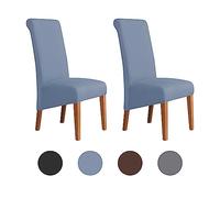 NiCoLa High Back Chair Covers Grey-blue Chair Covers Set of 2, High Back Kitchen Chair Covers, Slip Over Stretch High Back Chair Covers for Dining Chairs
