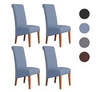NiCoLa High Back Chair Covers Grey-blue Dining Chair Covers Set of 4, High Back Kitchen Chair Covers, Slip Over Stretch High Back Chair Covers for Dining Chairs