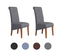 NiCoLa High Back Chair Covers Grey Chair Covers Set of 2, High Back Kitchen Chair Covers, Slip Over Stretch High Back Chair Covers for Dining Chairs