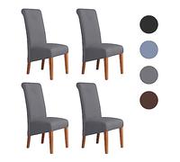 NiCoLa High Back Chair Covers Grey Dining Chair Covers Set of 4, High Back Kitchen Chair Covers, Slip Over Stretch High Back Chair Covers for Dining Chairs