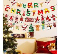 NiCoLa Merry Christmas Banners, 34PCS Ceiling Christmas Hanging Decorations, Christmas Hanging Bunting Paper Garland, Christmas Decorative Hanging Banners Party Window Wall Tree Home Fireplace Decor