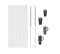 NICOLA Replacement Straw Compatible with Stanley Cup, 10pcs 30cm Reusable Straws 2pcs Straws Cleaning Brushes Compatible with Stanley 30oz 40oz Cups (Clear)