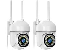 NiCola Security Camera Outdoor, 2Pack Wifi Home Security Camera, 2K CCTV Camera 355° Smart Person Detection Auto Tracking, Color Night Vision, with 2-Way Audio, 2.4G, IP66 Waterproof