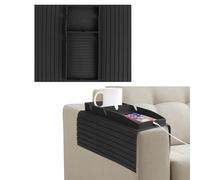 NiCola Sofa Armrest Tray Table Black Sofa Armrest Tray Organizer, 2PCS Silicone Couch Arm Rest Cup Holder for TV Remote Control, Coffee, Snacks, Glasses, Phone Organisation Storage (2pcs Black)