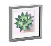 Nicola Spring 10 x 10 3D Shadow Box Photo Frame - Craft Display Picture Frame with 8 x 8 Mount - Glass Aperture - Grey
