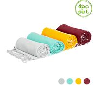 Nicola Spring 100% Cotton Bath Towel 4-Colours Turkish Hamman Bath Sheet - 160 x 90cm (x4) Nicola Spring Multicolor