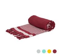 Nicola Spring 100% Cotton Bath Towel Turkish Style Hamman Blanket Bath Sheet - 160 x 90cm in Burgundy Nicola Spring Burgundy