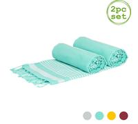 Nicola Spring 100% Cotton Bath Towel Turkish Style Hamman Blanket Bath Sheet - 160 x 90cm (x2) in Aqua Nicola Spring Aqua