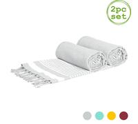 Nicola Spring 100% Cotton Bath Towel Turkish Style Hamman Blanket Bath Sheet - 160 x 90cm (x2) in Grey Nicola Spring Grey