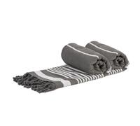 Nicola Spring 100% Cotton Bath Towel Turkish Style Hamman Blanket Bath Sheet - 160 x 90cm (x2) in Stone Nicola Spring Stone