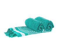 Nicola Spring 100% Cotton Bath Towel Turkish Style Hamman Blanket Bath Sheet - 160 x 90cm (x2) in Turquoise Nicola Spring Turquoise