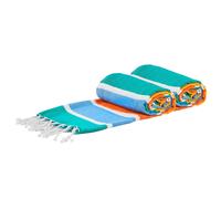 Nicola Spring 100% Cotton Bath Towel Turkish Style Hamman Blanket Bath Sheet - 160 x 90cm (x2) Nicola Spring Multicolor