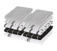Nicola Spring 10pc Monochrome 70cm x 50cm 100% Cotton Tea Towels Set - Absorbent Home Kitchen Catering Oven Glass Dish Cloth Hand Towels