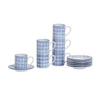 Nicola Spring 12 Piece Hand-Printed Espresso Cup & Saucer Set - 65Ml - Navy