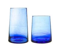 Nicola Spring 12 Piece Merzouga Recycled Glassware Set - Moroccan Highball Glasses Whisky Drinking Tumblers - Blue