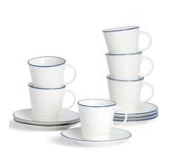 Nicola Spring 12 Piece White Farmhouse Teacups& Saucers Set - 300Ml