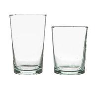 Nicola Spring 12Pc Meknes Glassware Set - Hand-Blown Moroccan Recycled Glass Highball Whisky Drinking Tumblers - Clear Glass