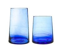 Nicola Spring 12pc Merzouga Glassware Set - Blue Glass - Hand-Blown Moroccan Tumblers & Highball Glasses for Juices, Cocktails, Water, Home, Kitchen, Bar, Restaurant, Dining Table, Gift Set
