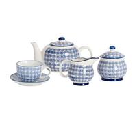 Nicola Spring 15 Piece Hand-Printed Tea Set - Navy
