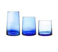 Nicola Spring 18 Piece Merzouga Recycled Glassware Set - Moroccan Highball Glasses Whisky Drinking Tumblers - Blue