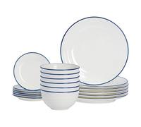 Nicola Spring 18Pc Farmhouse Porcelain Dinner Set - White - Dinner Plates Side Plates & Bowls Tableware Set For 6 People