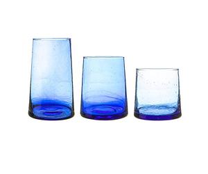 Nicola Spring 18pc Merzouga Recycled Glassware Set - Blue Glass - Sustainable Hand-Blown Moroccan Tumblers & Highball Glasses for Juices, Cocktails, Water, Home, Bar, Dining Table, Eco-Friendly Gift