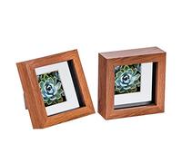 Nicola Spring 2 Piece 4 x 4 3D Shadow Box Photo Frame Set - Craft Display Picture Frame with 2 x 2 Mount - Glass Aperture - Dark Wood