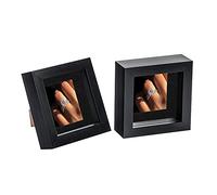 Nicola Spring 2 Piece 4 x 4 3D Shadow Box Photo Frame Set - Craft Display Picture Frame with 2 x 2 Mount - Glass Aperture - Black/Black