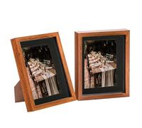 Nicola Spring 2 Piece 8 x 10 3D Shadow Box Photo Frame Set - Craft Display Picture Frame with 5 x 7 Mount - Glass Aperture - Dark Wood/Black