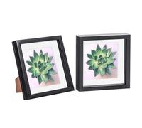 Nicola Spring 2 Piece 8 x 8 3D Shadow Box Photo Frame Set - Craft Display Picture Frame with 6 x 6 Mount - Glass Aperture - Black/White