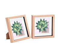 Nicola Spring 2 Piece 8 x 8 3D Shadow Box Photo Frame Set - Craft Display Picture Frame with 6 x 6 Mount - Glass Aperture - Light Wood