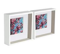 3D Deep Box Photo Frames - 8 x 8" with 4 x 4" Mount - White Mount - Pack of 2 Nicola Spring White One Size