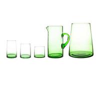 Nicola Spring 20 Piece Recycled Glassware Set - Moroccan Highball Glasses Whisky Drinking Tumblers - Green
