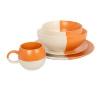 Nicola Spring 20pc Colour Block Deluxe Stoneware Dinner Set in Orange Nicola Spring Orange