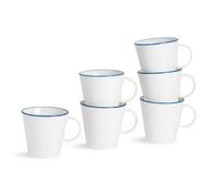 Nicola Spring 270Ml Farmhouse Teacups - Set Of 6 Porcelain Tea Cups Rustic Cottage Drinkware With Rolled Rim & Comfort Handle