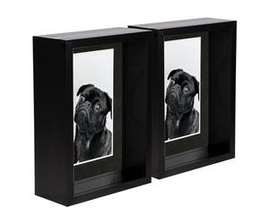 Nicola Spring 2x Black 5 x 7 inch 3D Deep Box Wooden Photo Frames with Black 4 x 6 inch Mount - Standing Hanging Craft Shadow Memory Picture Display Case for Flowers Crafts Art Medal