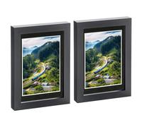 Nicola Spring 2x Black 5" x 7" Photo Frames with Black 4" x 6" Mount - Glass Aperture Home Picture Wall Hanging Landscape Portrait Display