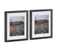 Nicola Spring 2x Black 8" x 10" Photo Frames with White 5" x 7" Mount - Glass Aperture Home Picture Wall Hanging Landscape Portrait Display