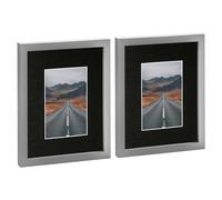 Nicola Spring 2x Grey 8" x 10" Photo Frames with Black 4" x 6" Mount - Glass Aperture Home Picture Wall Hanging Landscape Portrait Display